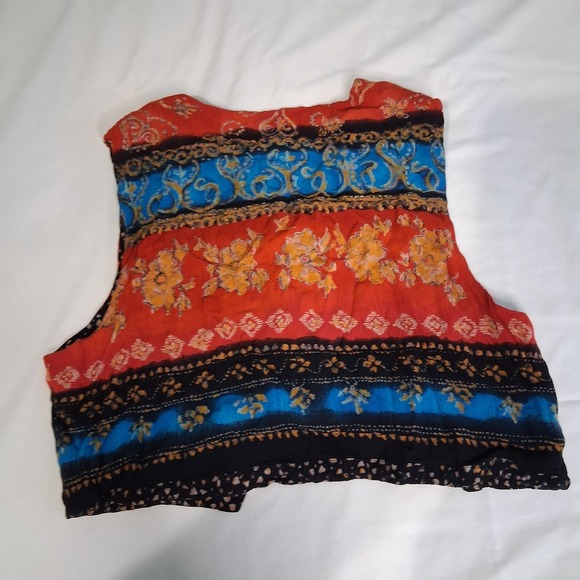 Carole Little 90s Boho Bohemian Colorful Wooden Beaded Button Cropped Vest Sz 6P - Picture 5 of 9